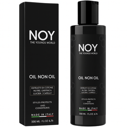 Oil non oil su sfondo bianco con scatola